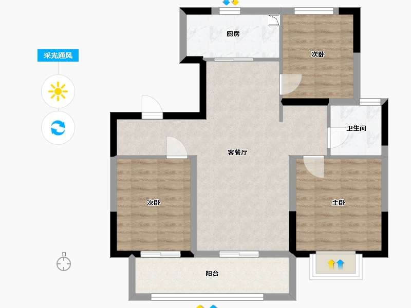 江苏省-南通市-丽景湾Plus-76.00-户型库-采光通风