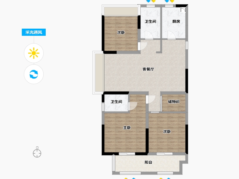 江苏省-淮安市-天生赢家二期-102.01-户型库-采光通风