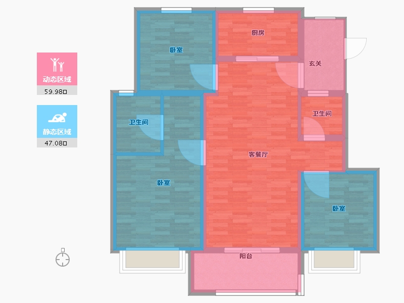 江苏省-扬州市-海信鸿扬世家-96.00-户型库-动静分区