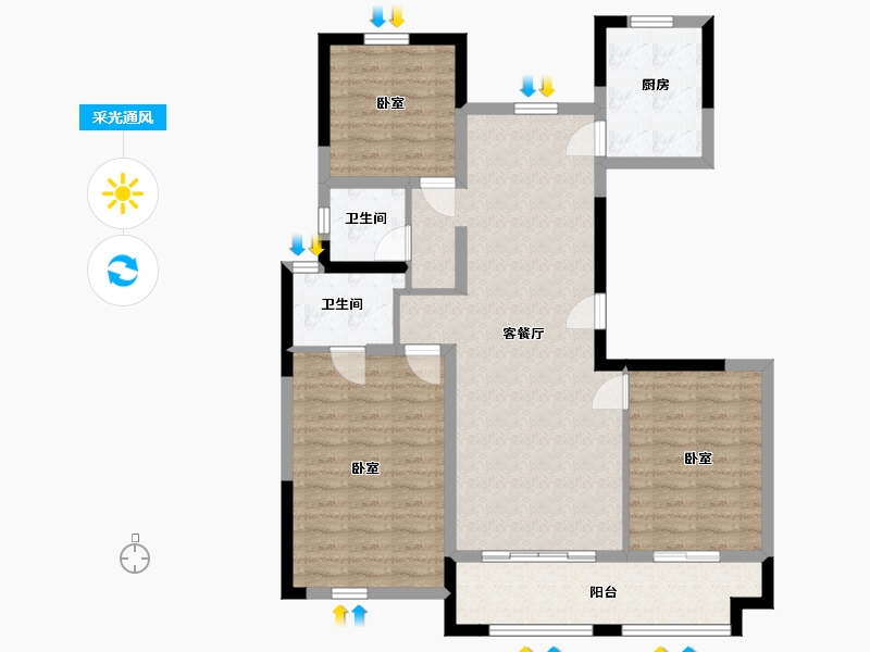 浙江省-嘉兴市-旭辉招商·嘉樾府-96.01-户型库-采光通风