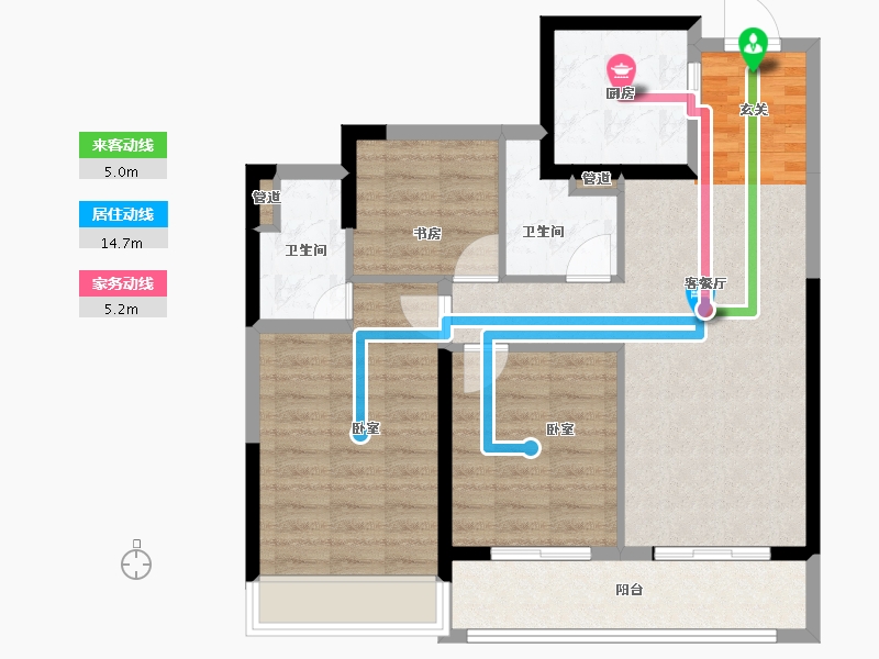 浙江省-杭州市-滨江翠语华庭-82.04-户型库-动静线