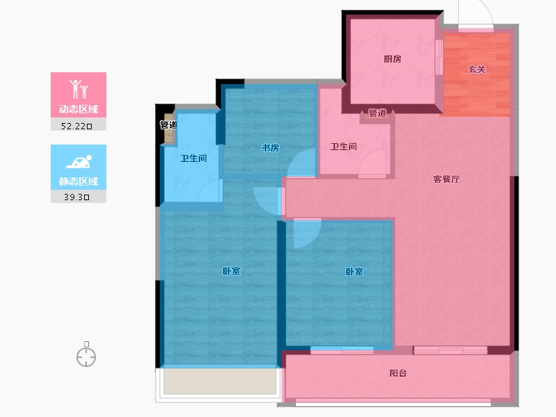 浙江省-杭州市-滨江翠语华庭-82.04-户型库-动静分区