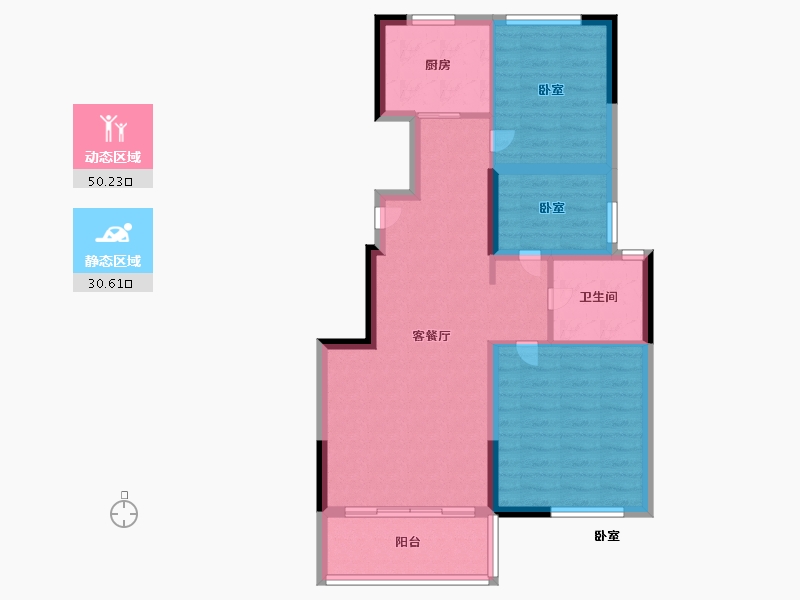 浙江省-宁波市-湾里院子-72.00-户型库-动静分区