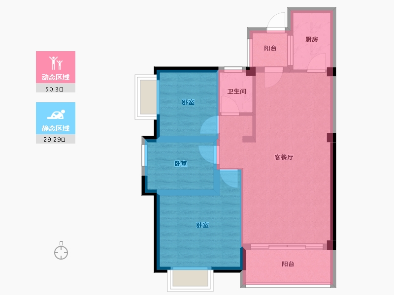 福建省-福州市-旗山领秀-70.99-户型库-动静分区