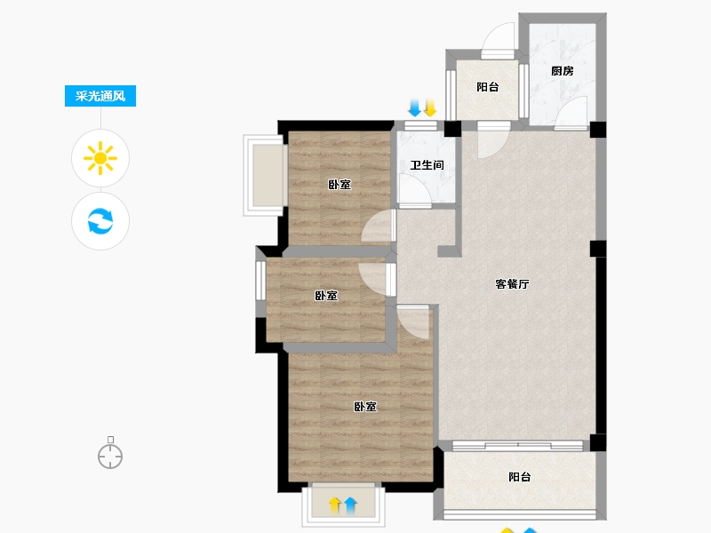 福建省-福州市-旗山领秀-70.99-户型库-采光通风