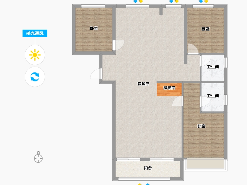 浙江省-温州市-乐清置信原墅-126.00-户型库-采光通风