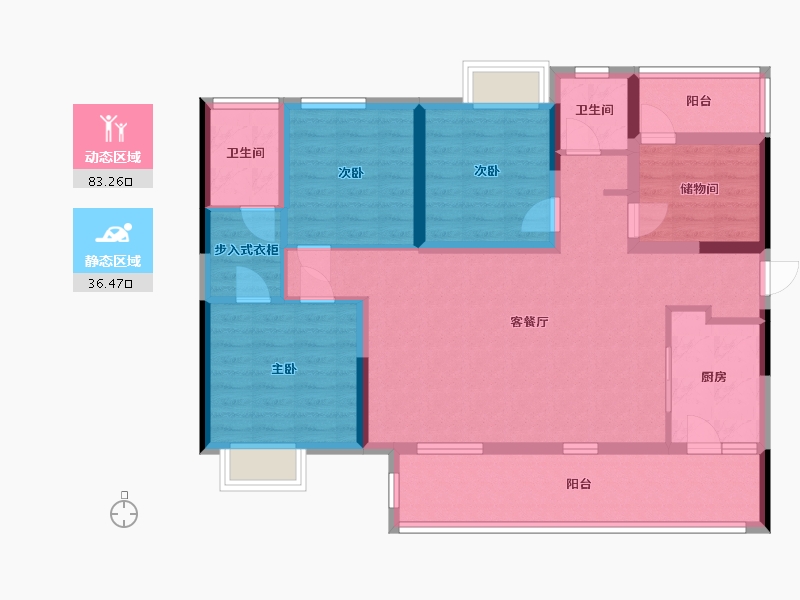 四川省-成都市-天立世纪华府-106.24-户型库-动静分区