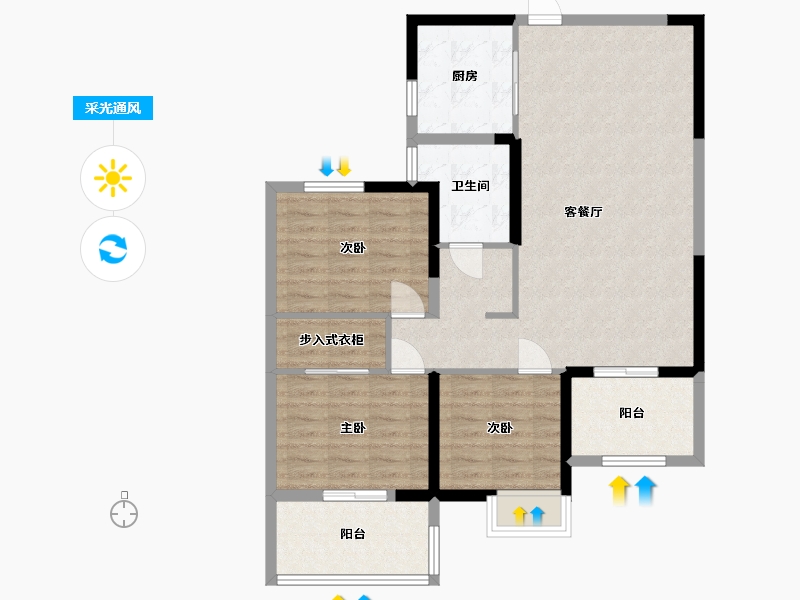 江苏省-淮安市-建华观园-公园道-93.34-户型库-采光通风