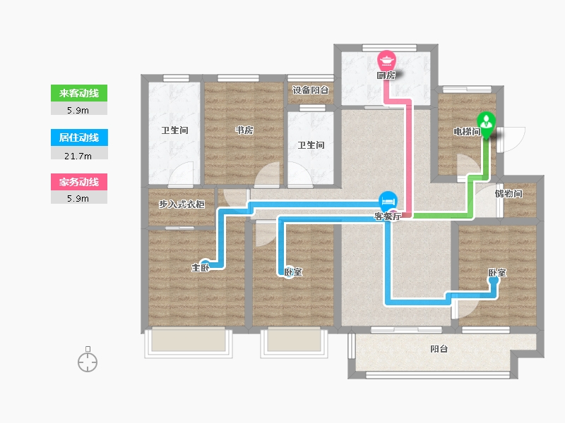 浙江省-宁波市-万科城蓝色东方-110.01-户型库-动静线