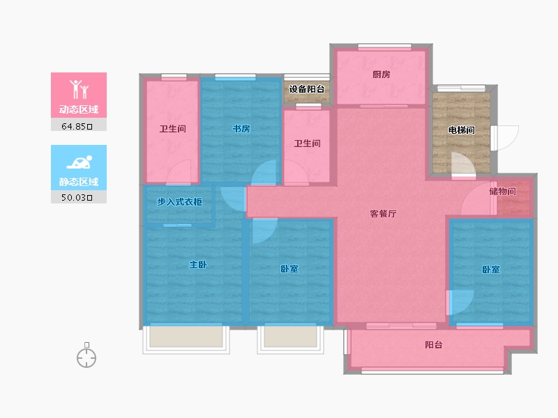 浙江省-宁波市-万科城蓝色东方-110.01-户型库-动静分区