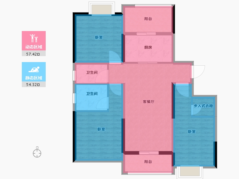 江苏省-扬州市-宏云东悦府-99.63-户型库-动静分区