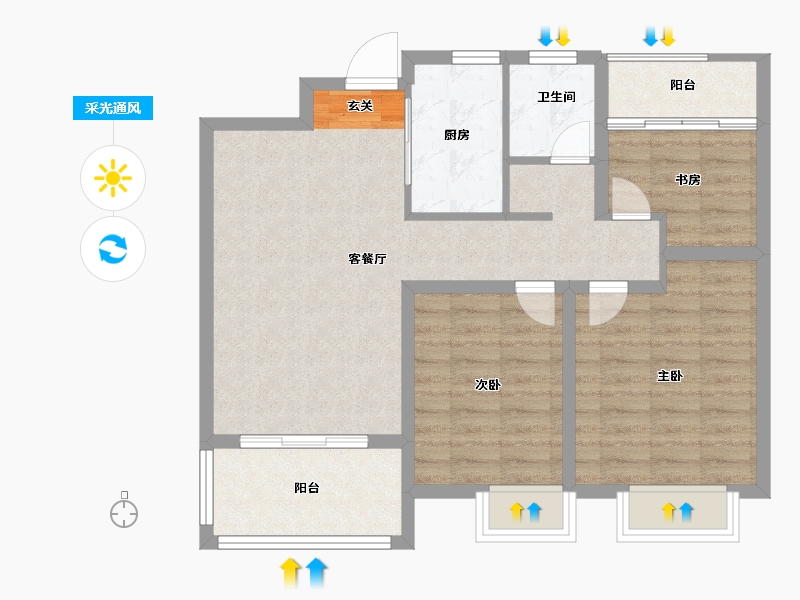 安徽省-滁州市-容大亚龙湾-80.00-户型库-采光通风