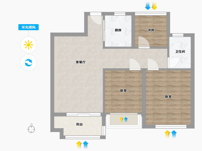 浙江省-杭州市-德信海德公园-64.01-户型库-采光通风