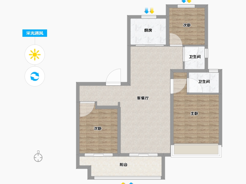 江苏省-徐州市-融创潮启东郡-94.00-户型库-采光通风