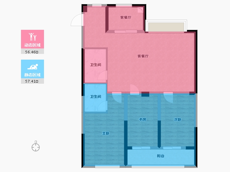 江苏省-盐城市-万泰时代城-102.40-户型库-动静分区