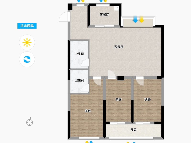 江苏省-盐城市-万泰时代城-102.40-户型库-采光通风