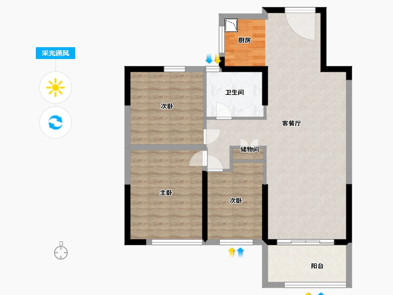 江苏省-盐城市-万泰时代城-87.20-户型库-采光通风