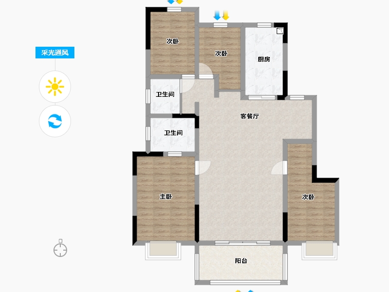 江苏省-淮安市-新城悦隽学府-116.79-户型库-采光通风