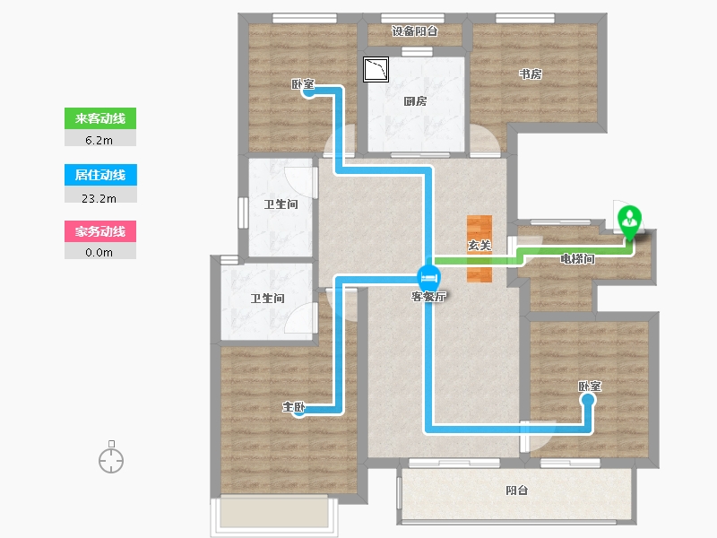 浙江省-宁波市-万科城蓝色东方-104.91-户型库-动静线