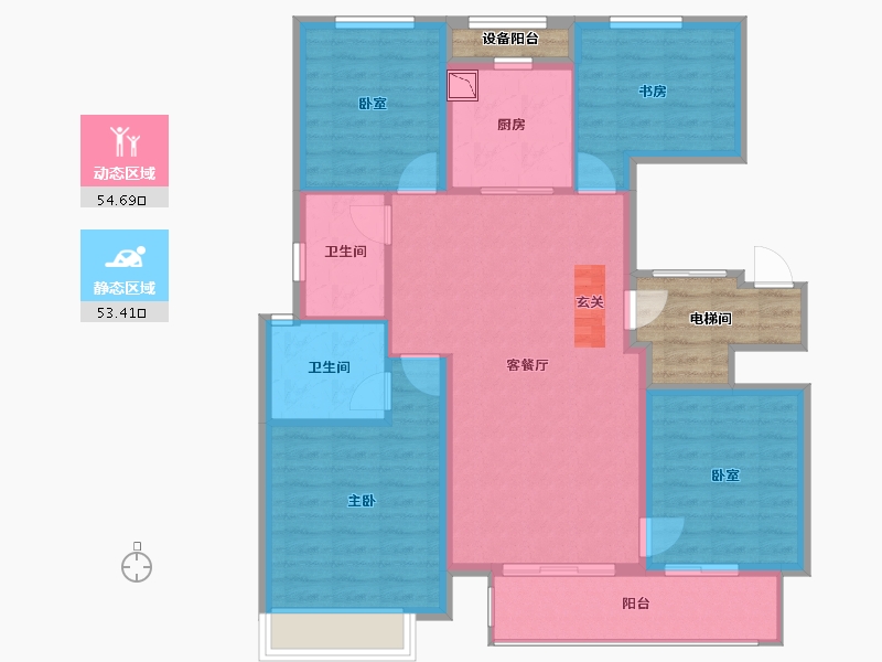 浙江省-宁波市-万科城蓝色东方-104.91-户型库-动静分区