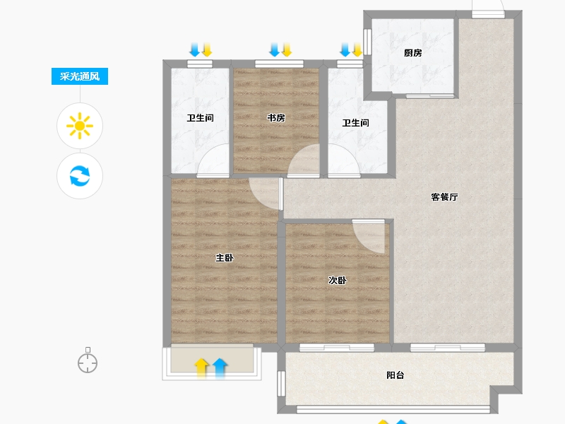 江苏省-徐州市-益兴·康馨名樾-96.00-户型库-采光通风