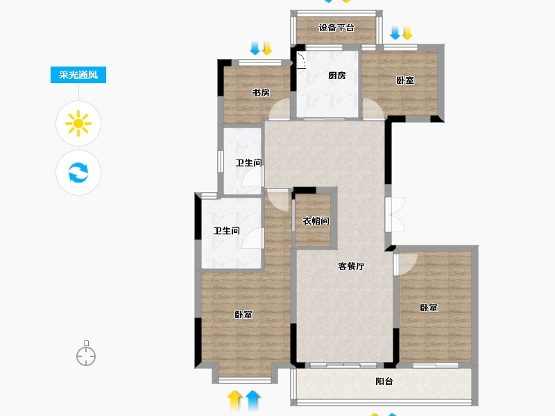 浙江省-金华市-绿地朝阳门-118.00-户型库-采光通风