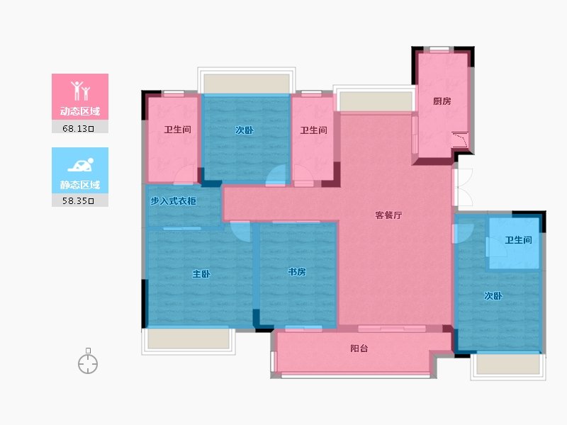 江苏省-徐州市-观澜别院-113.00-户型库-动静分区