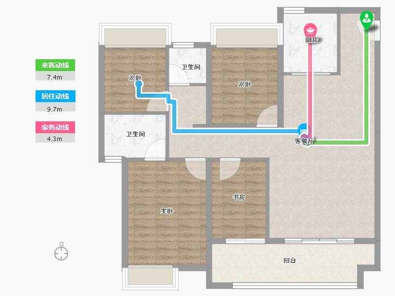 江苏省-徐州市-益兴·康馨名樾-111.00-户型库-动静线