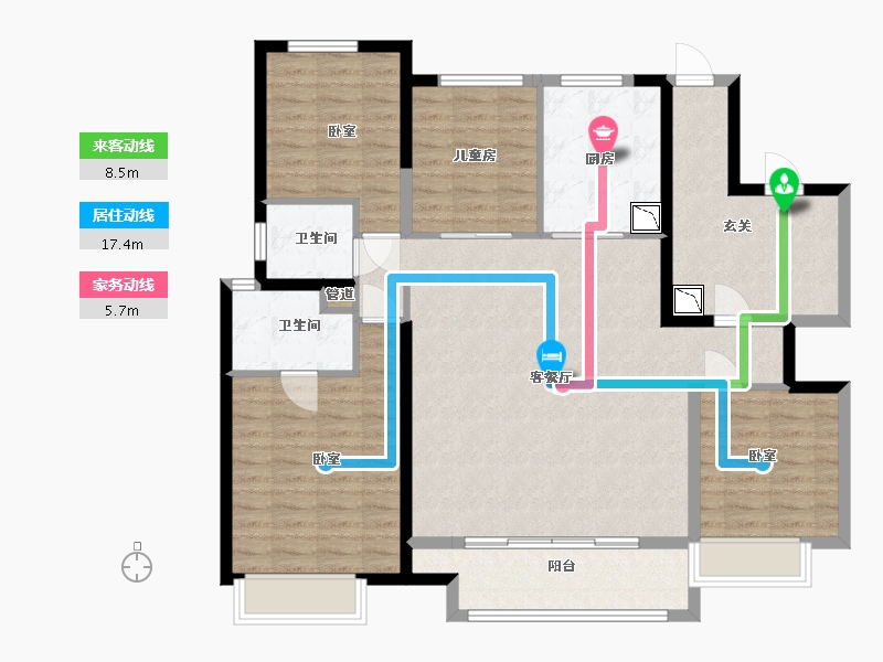 宁夏回族自治区-银川市-万科翡翠公园-122.00-户型库-动静线