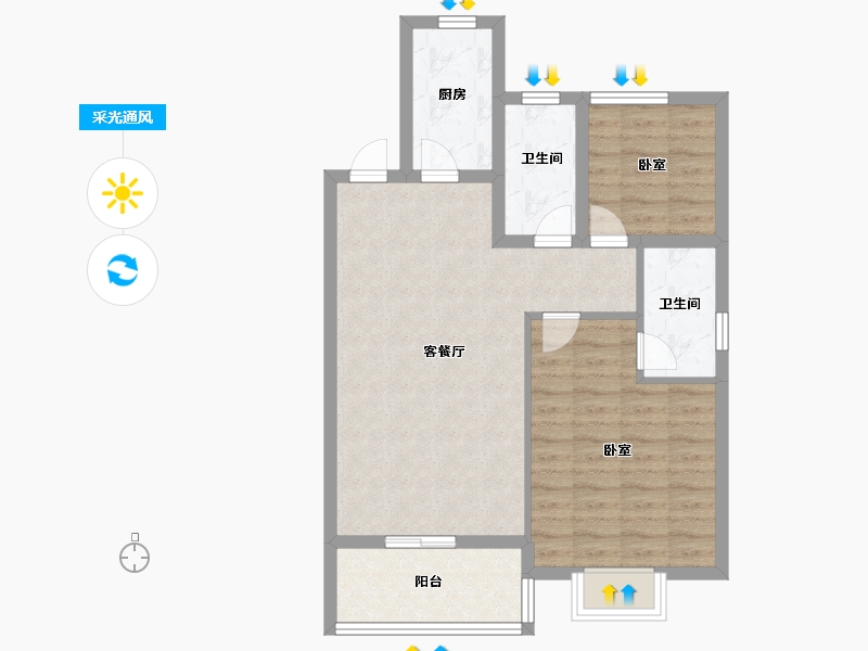 浙江省-杭州市-凤凰府邸-72.00-户型库-采光通风