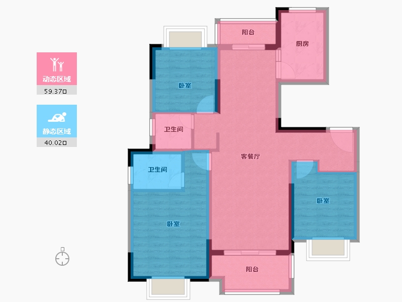 安徽省-淮南市-北京城房北大学府-88.26-户型库-动静分区