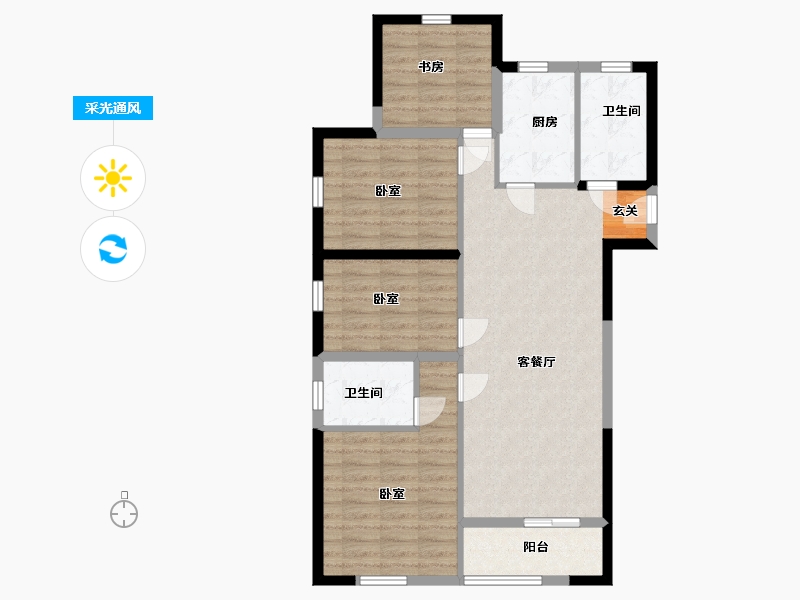 浙江省-嘉兴市-福晟天地-93.00-户型库-采光通风