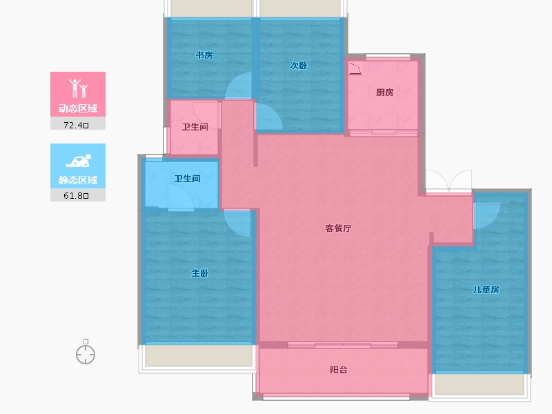 江苏省-徐州市-万科·翡翠之光-122.00-户型库-动静分区