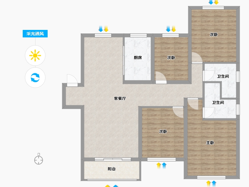 江苏省-苏州市-新都·泰和府-109.82-户型库-采光通风