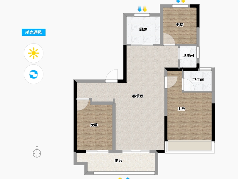 江苏省-徐州市-融创潮启东郡-95.01-户型库-采光通风