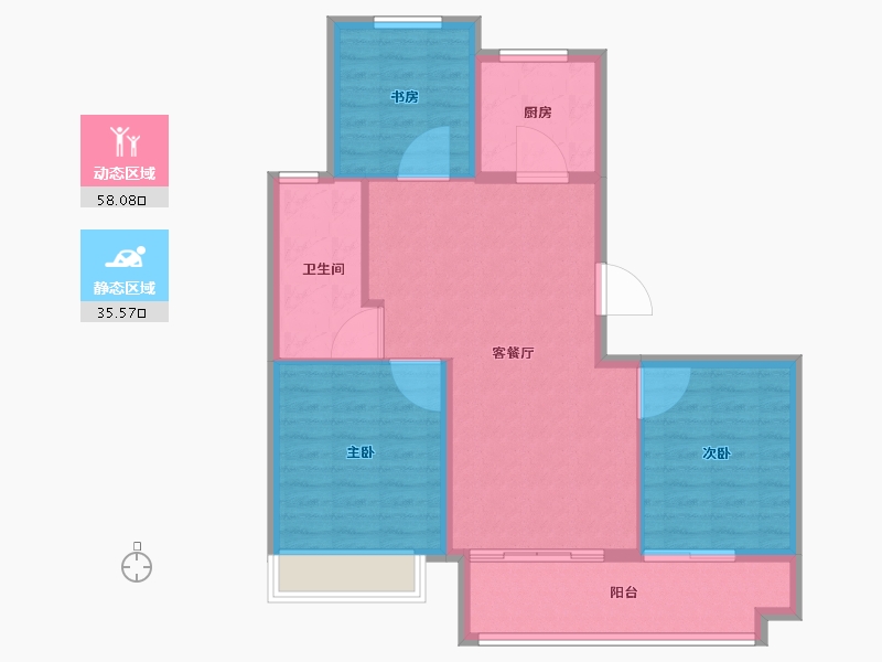 江苏省-徐州市-融创潮启东郡-85.02-户型库-动静分区