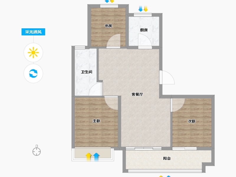 江苏省-徐州市-融创潮启东郡-85.02-户型库-采光通风