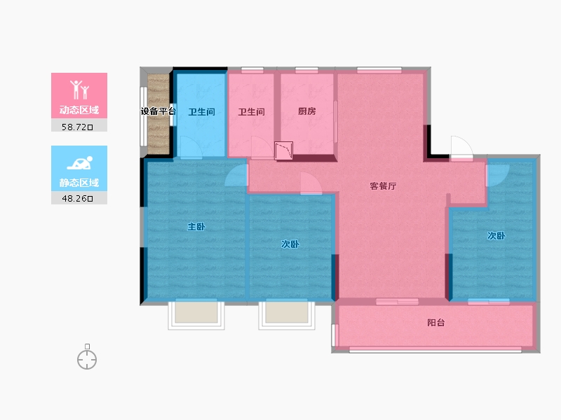 江苏省-南通市-濠悦府-98.00-户型库-动静分区