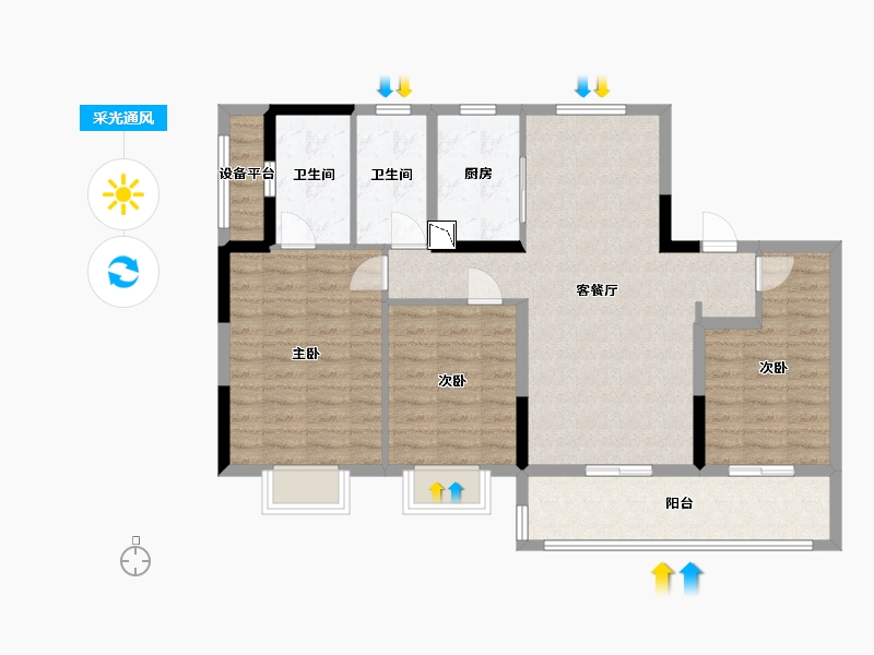 江苏省-南通市-濠悦府-98.00-户型库-采光通风