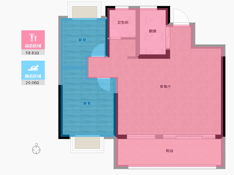 安徽省-淮南市-北京城房北大学府-70.63-户型库-动静分区