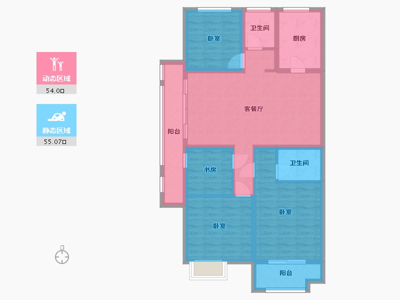 浙江省-杭州市-绿城华景川百合花园-96.48-户型库-动静分区