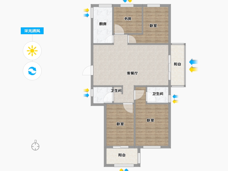 福建省-福州市-金辉淮安国际住区-104.00-户型库-采光通风