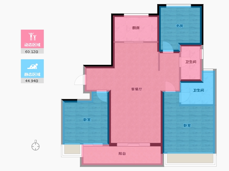 江苏省-扬州市-美的禹洲国宾府-94.01-户型库-动静分区