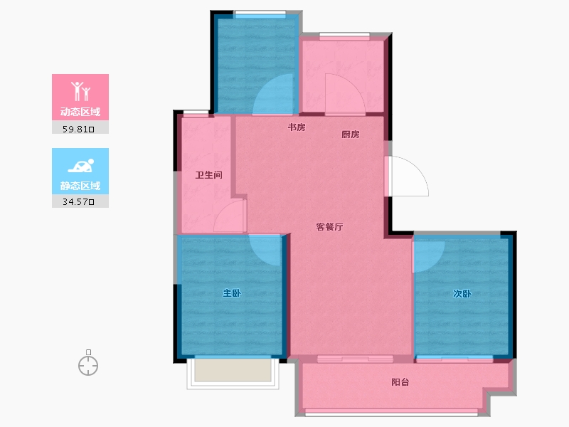 江苏省-徐州市-融创潮启东郡-86.00-户型库-动静分区