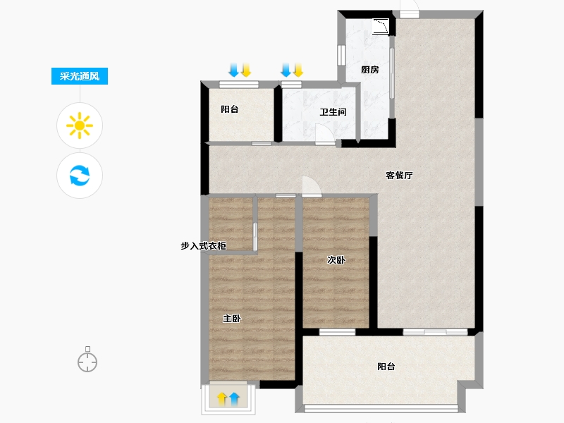 江苏省-淮安市-建华观园-公园道-85.79-户型库-采光通风