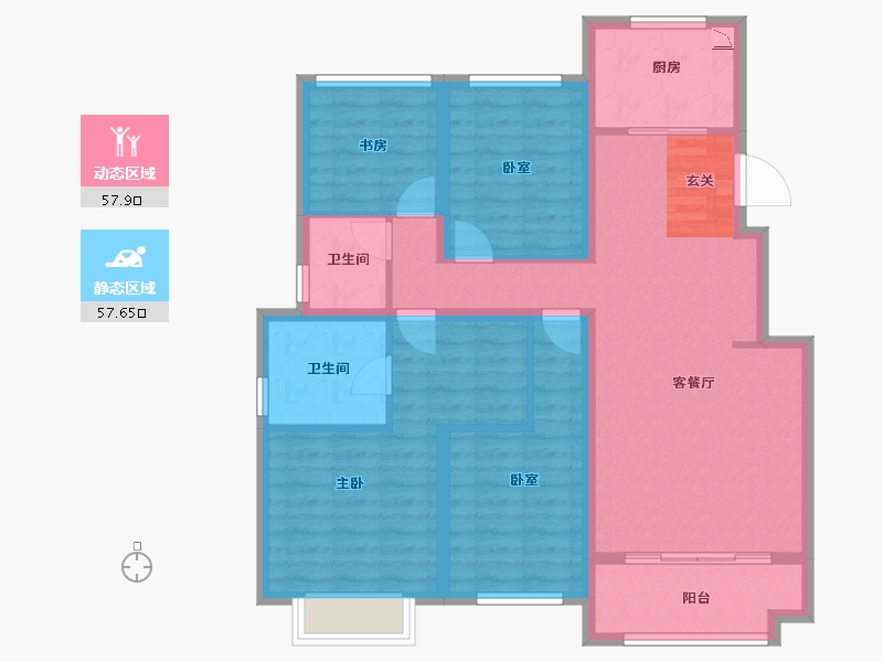 江苏省-苏州市-苏州湾天铂-103.03-户型库-动静分区