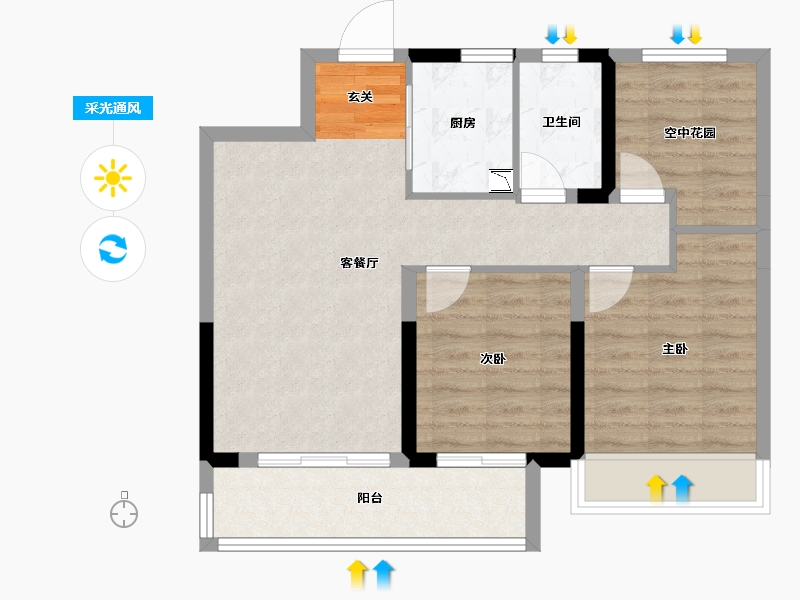 安徽省-滁州市-金鹏山河悦-69.02-户型库-采光通风