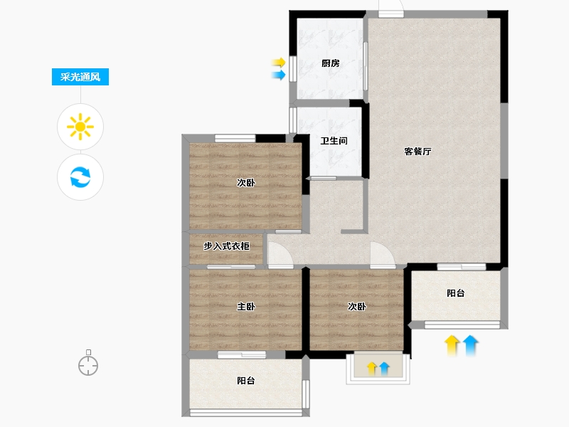 江苏省-淮安市-建华观园-公园道-93.60-户型库-采光通风