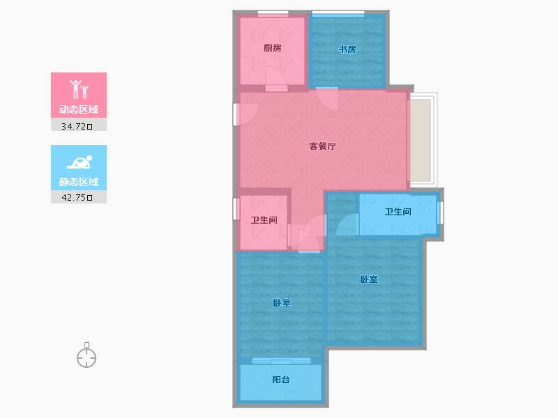 浙江省-杭州市-德信海德公园-69.40-户型库-动静分区