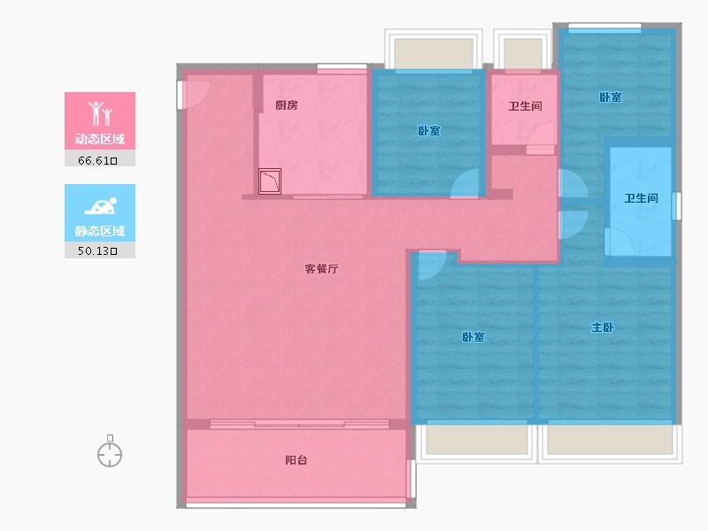 江苏省-苏州市-锦上和风华苑-104.80-户型库-动静分区